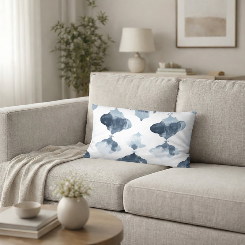 Coussin Modern - coussin scandinave gris et blanc, H 12 po x l 20 po