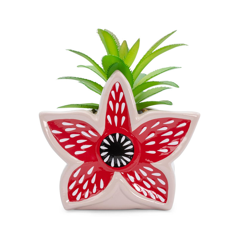 Mini pot à fleurs en céramique 3 pouces avec plante artificielle Stranger Things Demogorgon