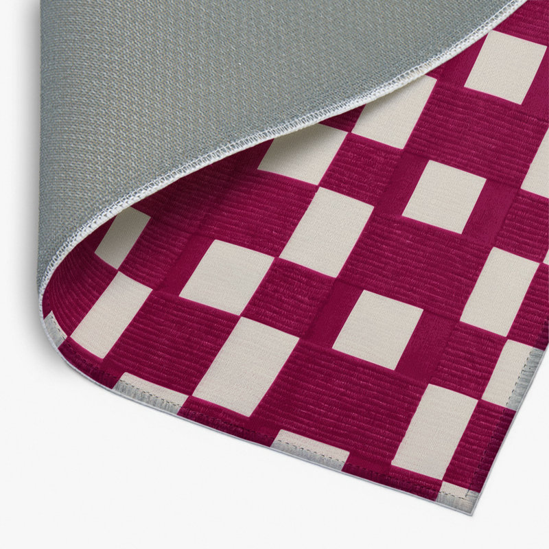 Tapis d'intérieur et d'extérieur à carreaux rouge, Rectangulaire 2 pi x 3 pi
