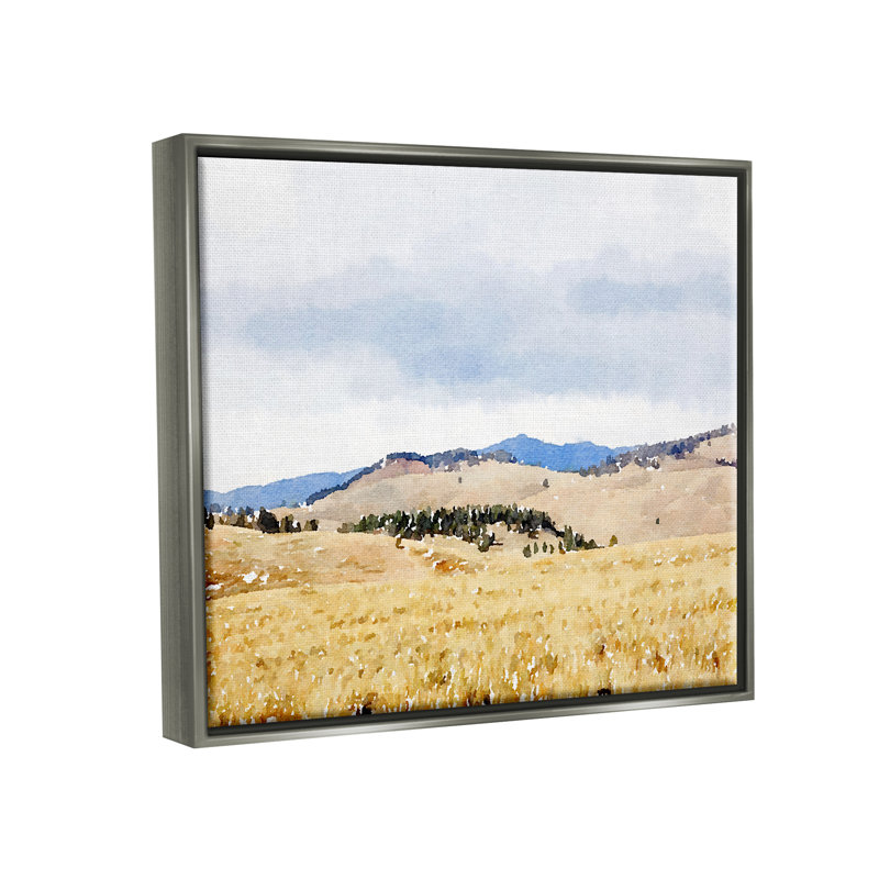 «Grassy Plateau» par Emily Navas, H 17 po x l 21 po x P 1,7 po, Cadre flottant gris lustré