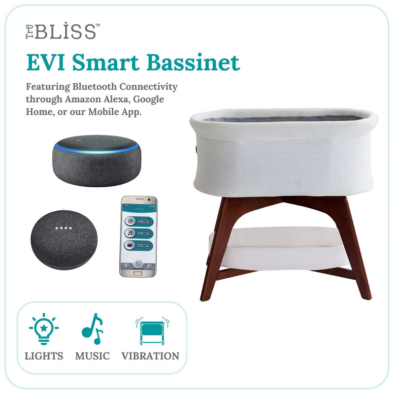 Evi Smart Bassinet, Dark Brown Wood