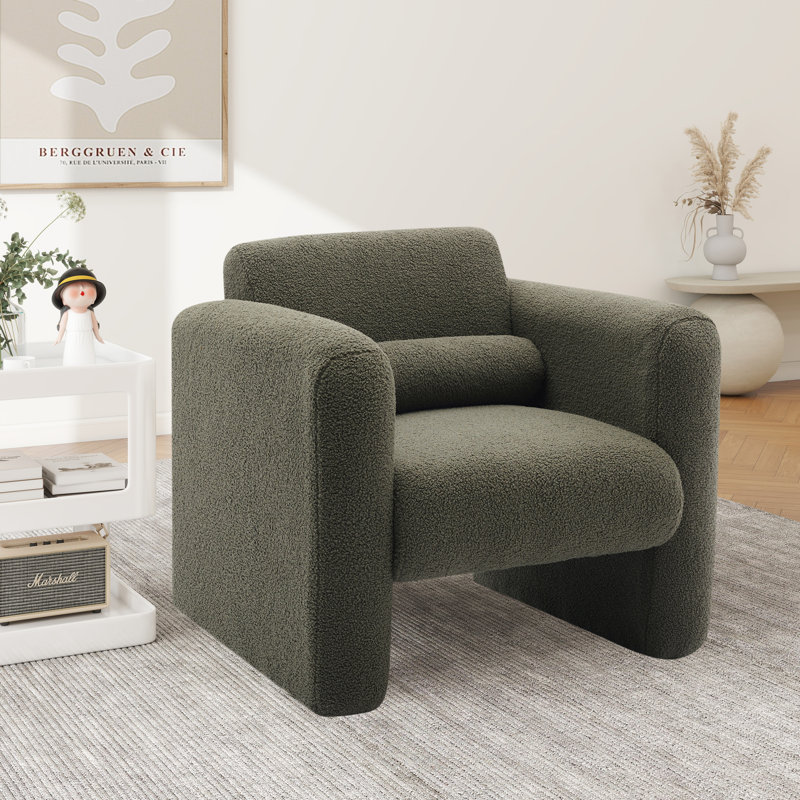 Fauteuil d'appoint moderne rembourré, Green Polyester