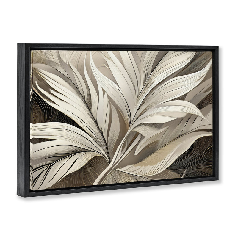 Cadre flottant Palm Curves, design par Norm Stelfox, Cadre flottant noir de jais, H 17 po x l 25 po