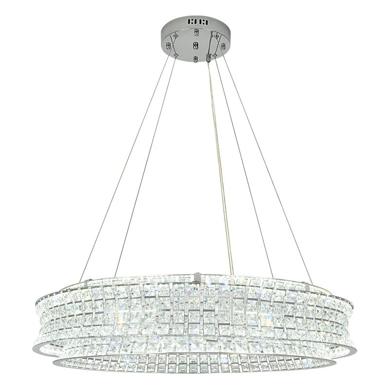 LED Chandelier, 16cm H x 80cm W x 80cm D, Chrome