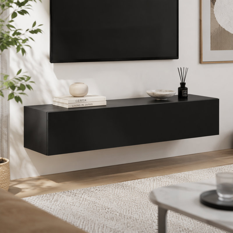 Meuble télé moderne flottant avec rangement, salon