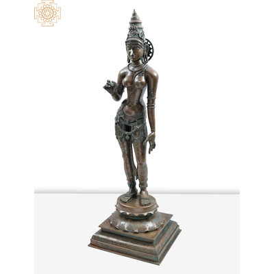 38" Large Sivagami Goddess Uma Panchaloha Bronze Statue – Handmade South Indian Lost Wax Madhuchista Vidhana, Divine Décor Showpiece
