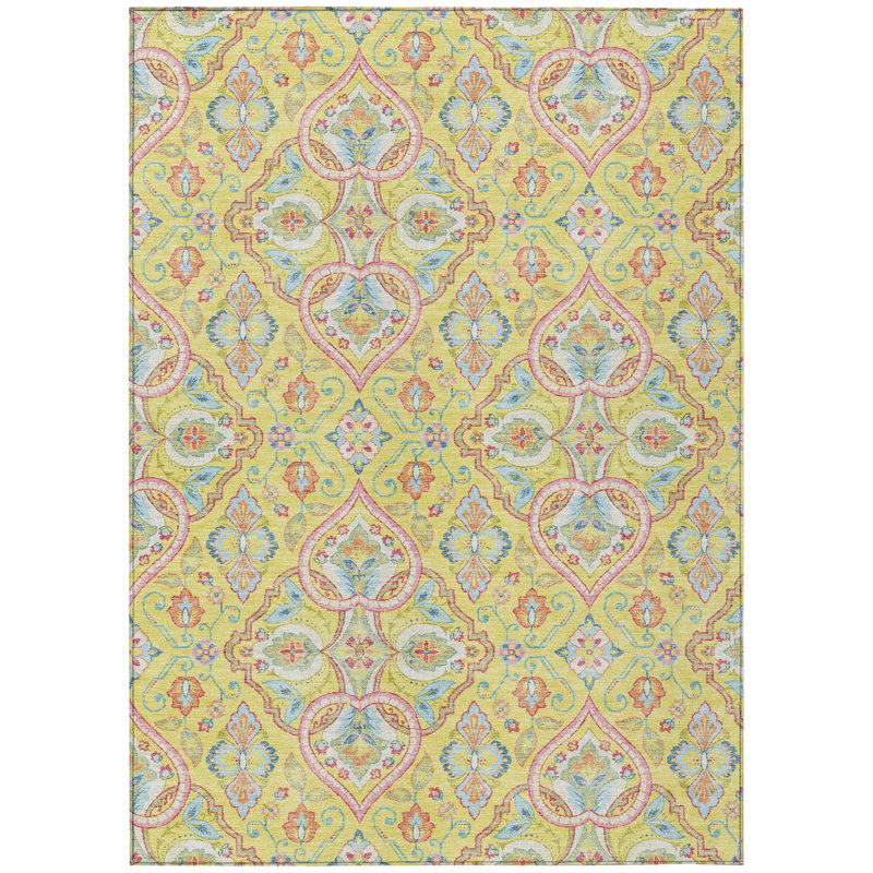 Machine Washable Indoor/Outdoor Husby ACN2207 Bohemian Rug, Rectangle 10' x 14'