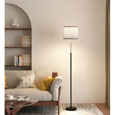 Lampe sur pied moderne, lampe sur pied avec abat-jour en lin, avec ampoule à température de couleur A19 9W 3