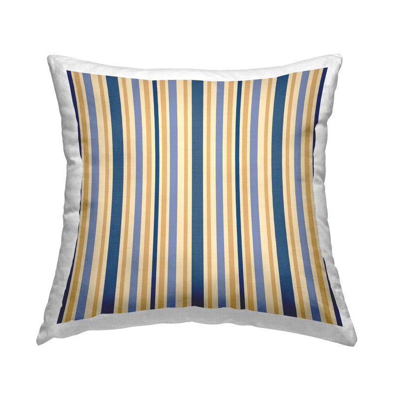 Coussin Victorian, H 18 po x l 18 po, Rayures bleues, Carrée
