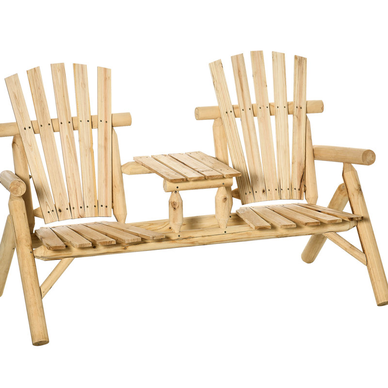 2 chaises en bois naturel avec table, foyer extérieur pour terrasse, porche, cour, texture en bois de style rustique