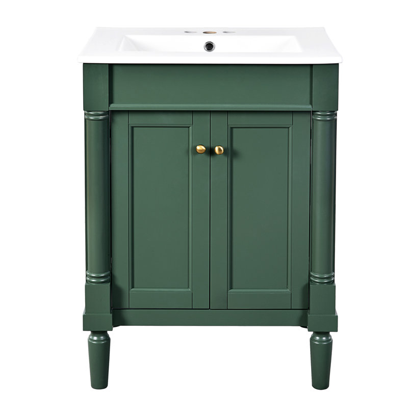 Armoire de salle de bain avec trous de vanité à structure stable pour une installation facile, Vert
