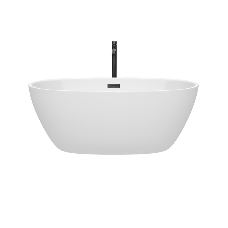 Juno 59'' x 32'' Soaking Acrylic Bathtub with Faucet, White/Matte Black