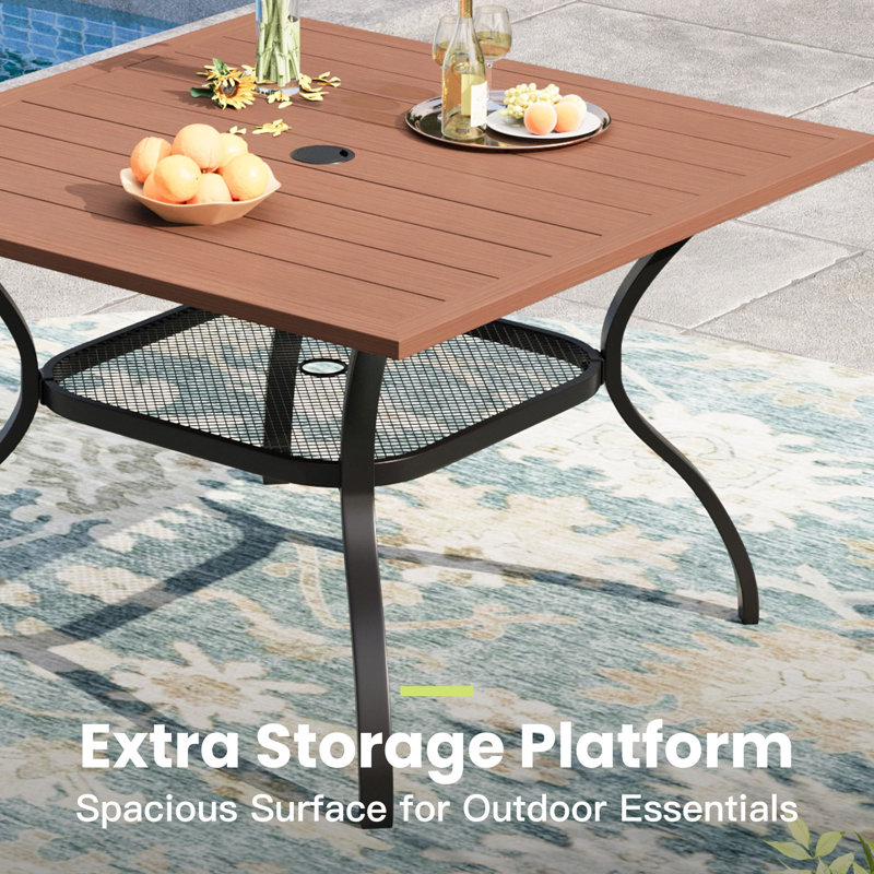 Square Outdoor Patio Dining Table, Brush Wood Brown