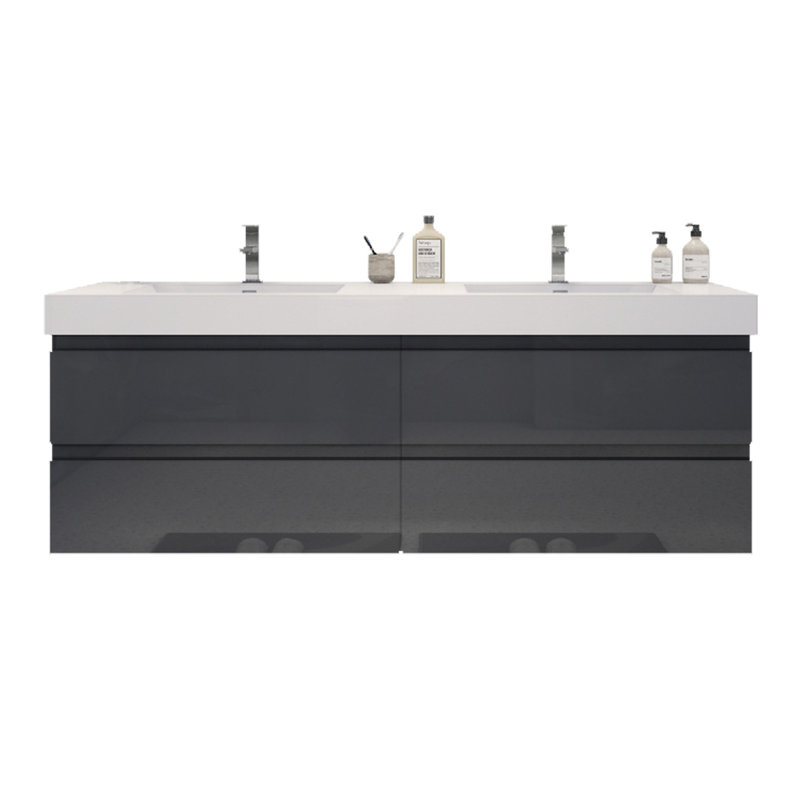 Hartsock Double Bathroom Vanity with Acrylic Top, High Gloss Gray