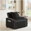 Canapé-lit, canapé-lit convertible 3 en 1 avec dossier réglable, support pour téléphone et port USB, type C, fauteuil inclinable réglable, fauteuil pour salon, chambre à coucher, petit espace, noir