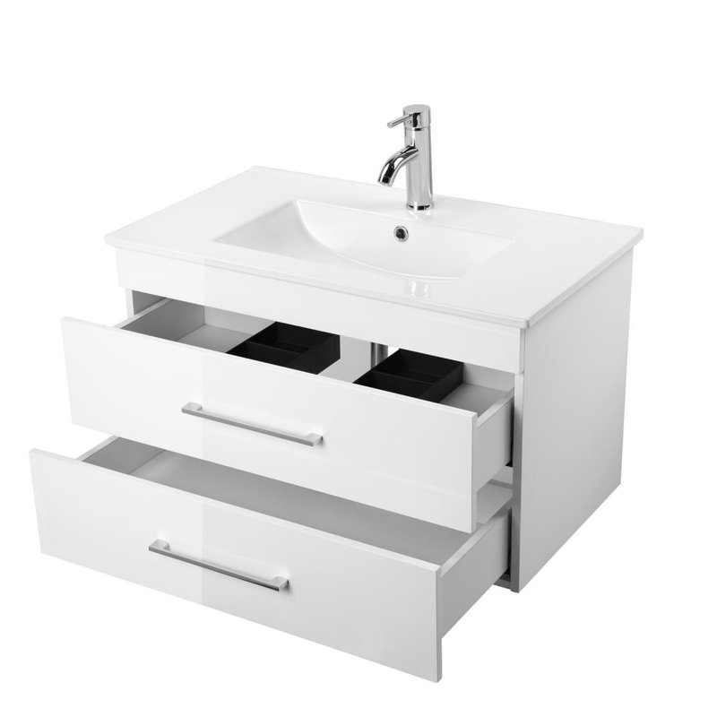Meuble-lavabo mural avec tiroir, Blanc