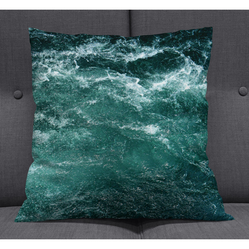 Throw Pillow With Insert, Blue/Green Abstract 2, 18"H x 18"W