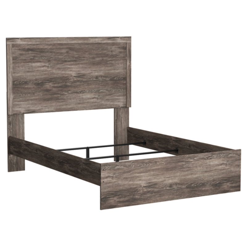 Ralinksi Full Gray Oak Wood Panel Bed with Headboard