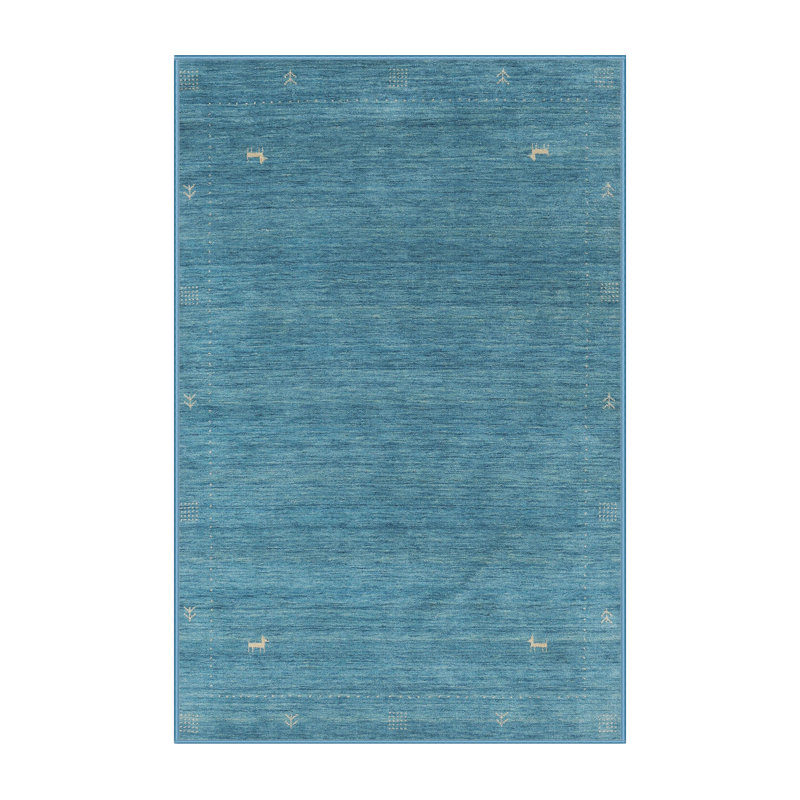 Tapis contemporain bleu, Rectangle 4 pi x 6 pi