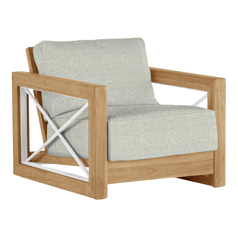 Malta Teak Outdoor Lounge Chair, No welt + Standard fill, Natural Teak, Perigold Replay Fern