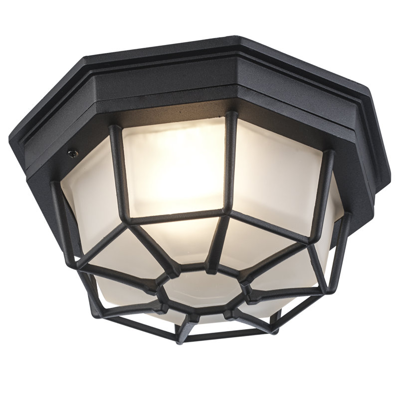 Plafonnier encastré d'extérieur à 1 ampoule Basham, Noir, H 4 po x l 9 po x P 11 po