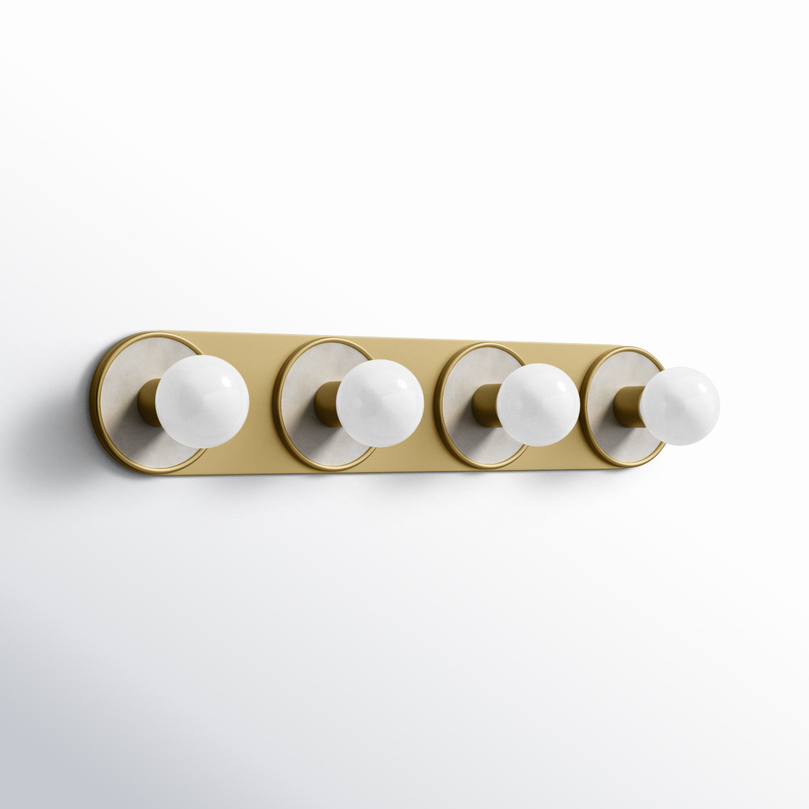 Rocha 4 Light Dimmable Bath Bar, No, White Alabaster/Natural Aged Brass