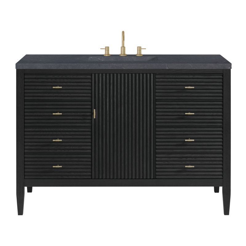 Myrrin 48'' W Single Vanity, Carbon Oak, Charcoal Soapstone, 8" Widespread