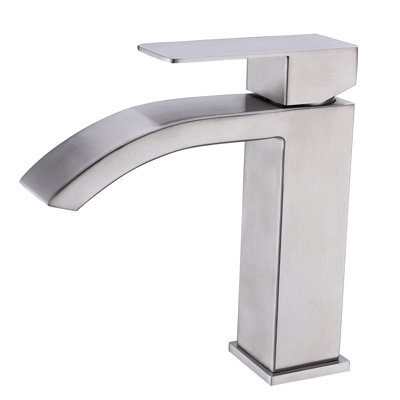 Robinet pour salle de bain à cascade en nickel brossé - Très grand bec rectangulaire pour une vue magnifique et un lavabo en matériau de fabrication de qualité digne de confiance