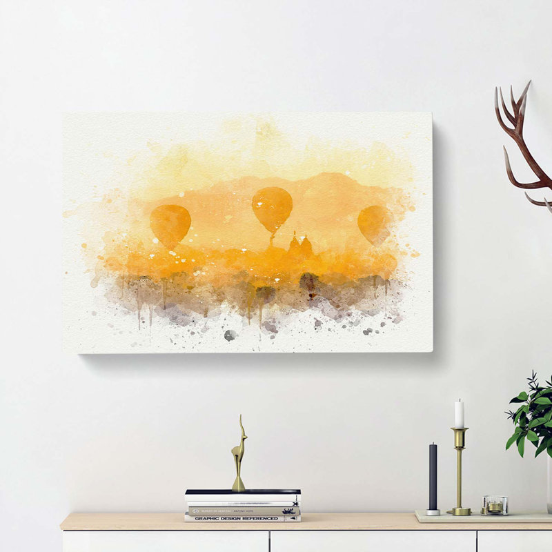 Hot Air Balloons Over Bagan In Abstract - Wrapped Canvas, 50cm H x 76cm W x 3cm D