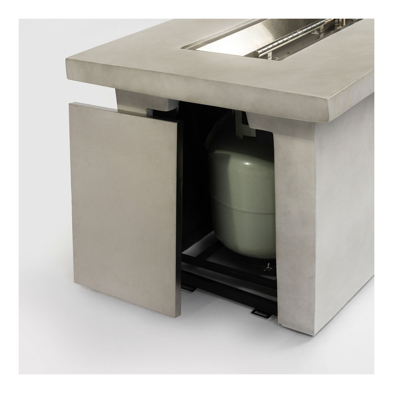 Table de foyer rectangulaire en béton 60 po avec armoire de rangement au propane