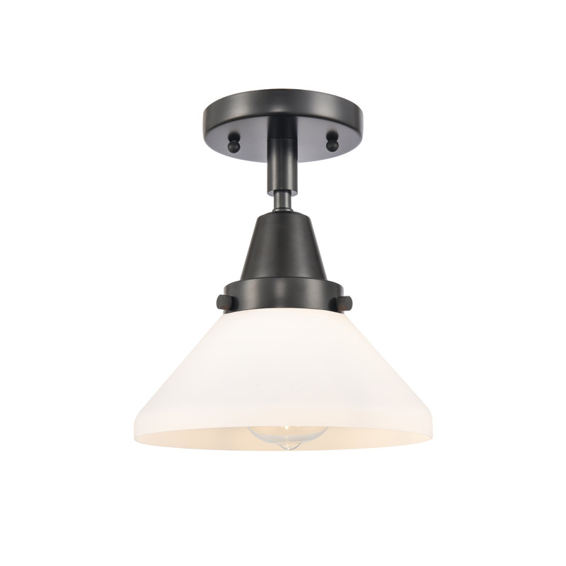 Plafonnier semi-encastré en verre Amede, Blanc mat, Noir mat