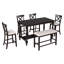 Ensemble de 6 tables de salle à manger à hauteur de comptoir avec 4 chaises et un banc pour la salle à manger-1306980167