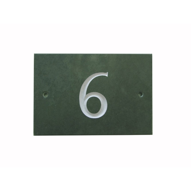 Odacia 10cm H Stone House Number, 6, Green