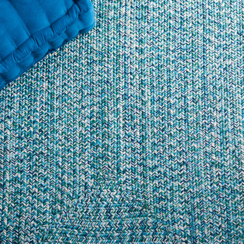 Trombley Braided 201 Area Rug In Teal / Green, Square 8'
