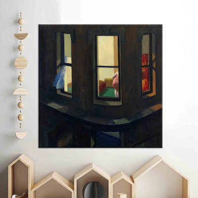 Edward Hopper Inspired Night Windows Canvas Wall Art Ideal for Elevating Your Living Room Aesthetics