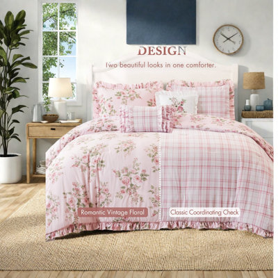 Ensembles de literie à motif floral rose, ensemble de microfibre simple / simple TG pour chambres douillettes