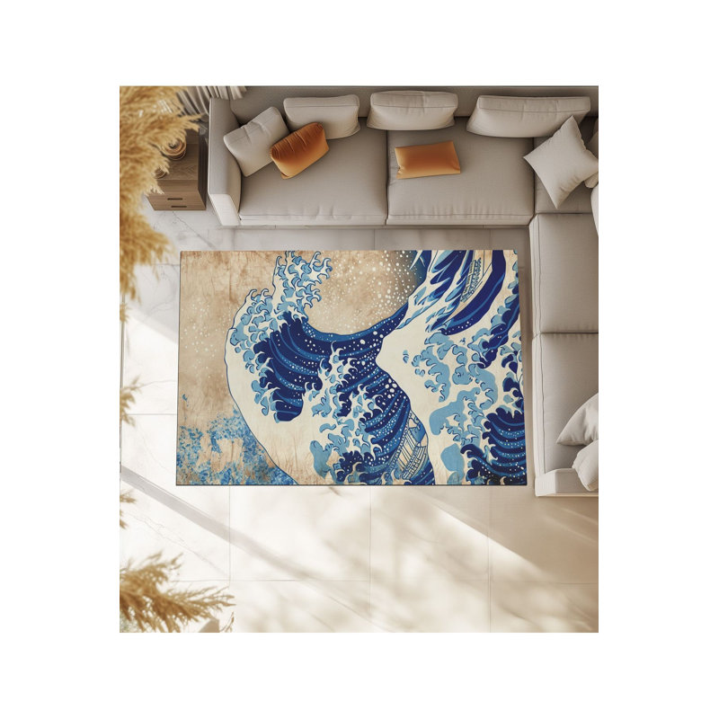 Tapis tissé lavable Sea Ocean, Sous-tapis rectangulaire de 3 pi 3 po x 4 pi 11 po