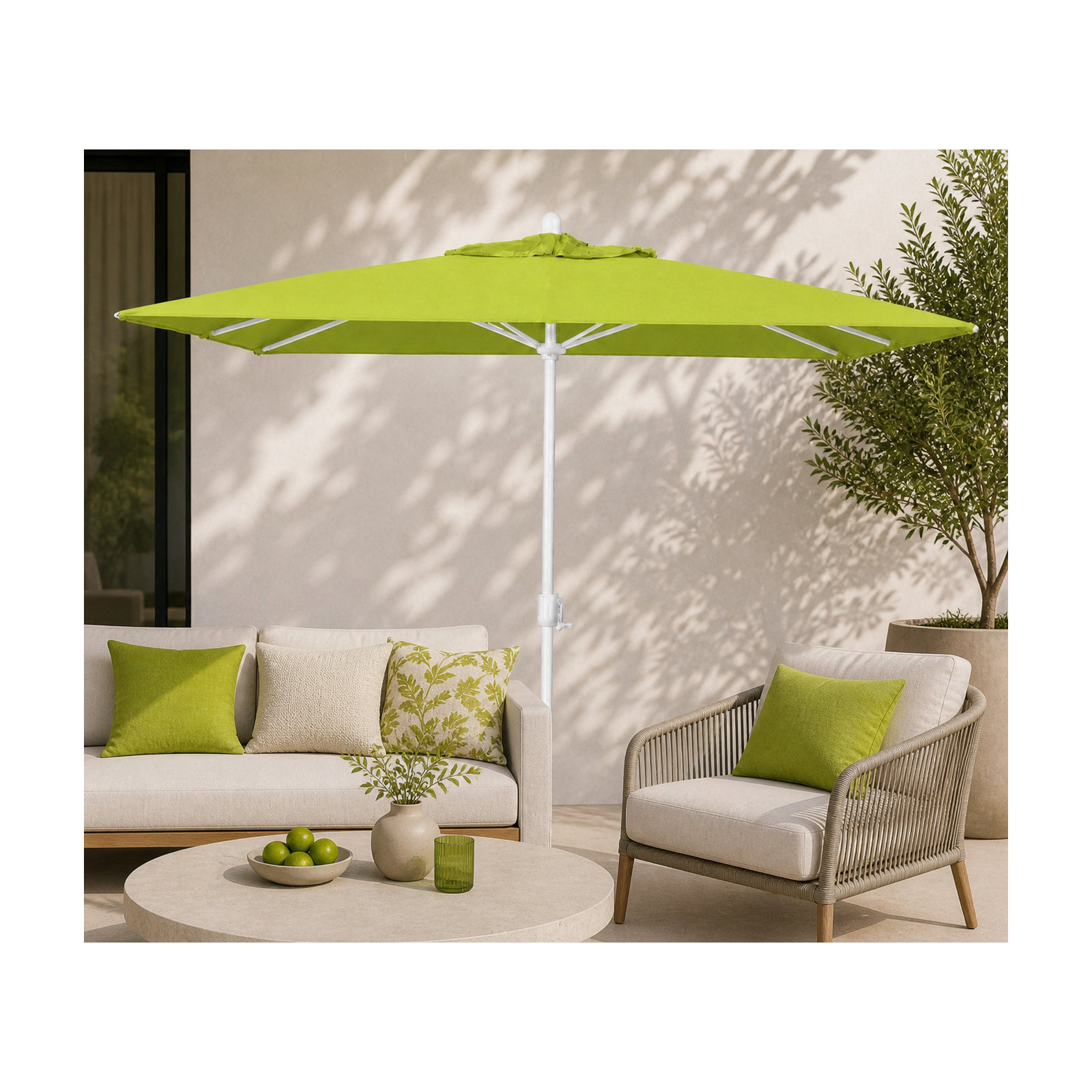 Olivier 116.7'' Outdoor Umbrella, Canvas Macaw Sunbrella® Canvas, White Sand