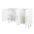 3-Door Large Sideboard Cabinet In White. Gold Handles, Fluted Doors. For Home Storage Suits Kitchen, Dining Room, Living Room. Handles And Doors