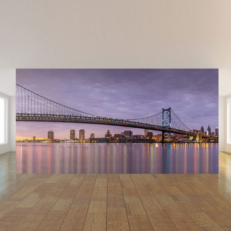 Panneau de papier peint paysage Abelone Bridge, L 100,08 po x l 96 po