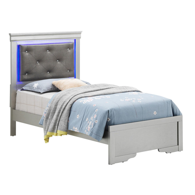 Lorana Bed , Silver Champagne, Twin