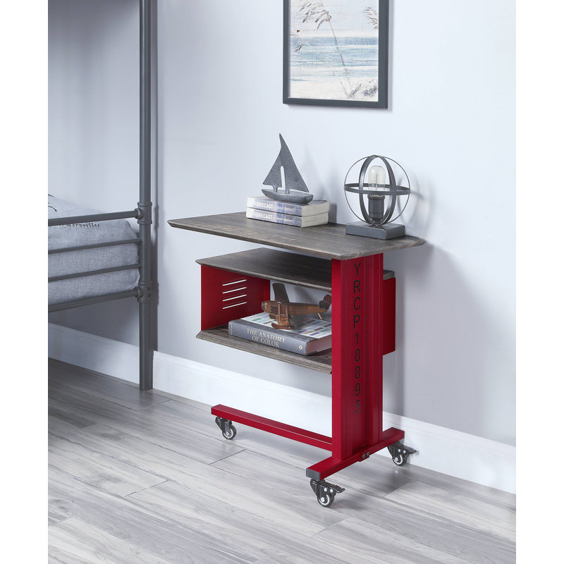 Table d'appoint rectangulaire avec tablette murale Eftychia, Rouge