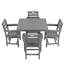 Ensemble de salle à manger d'extérieur en PEHD gris, 5 pièces, table carrée et 4 fauteuils