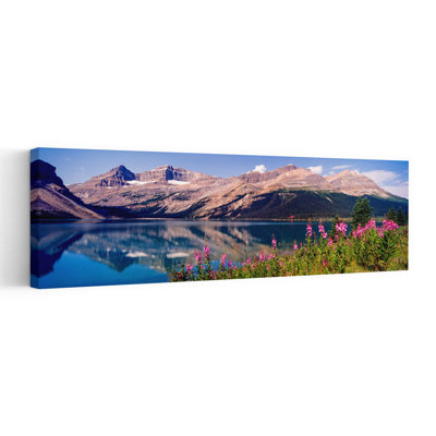 Reflection Of Mountain In A Lake, Bow Lake, Mt. Jimmy Simpson, Alberta, Canada Abstract Contemporary Flower Landscape Wall Art