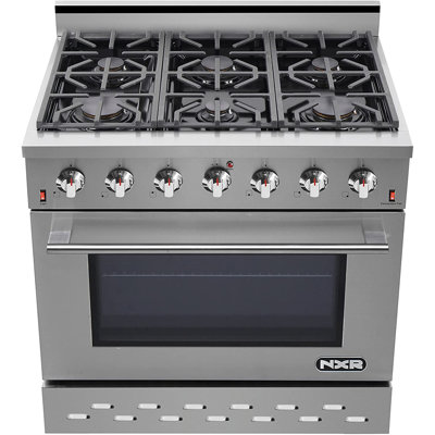Cuisinière à gaz autoportante 36 po 5,5 pi cu avec hotte