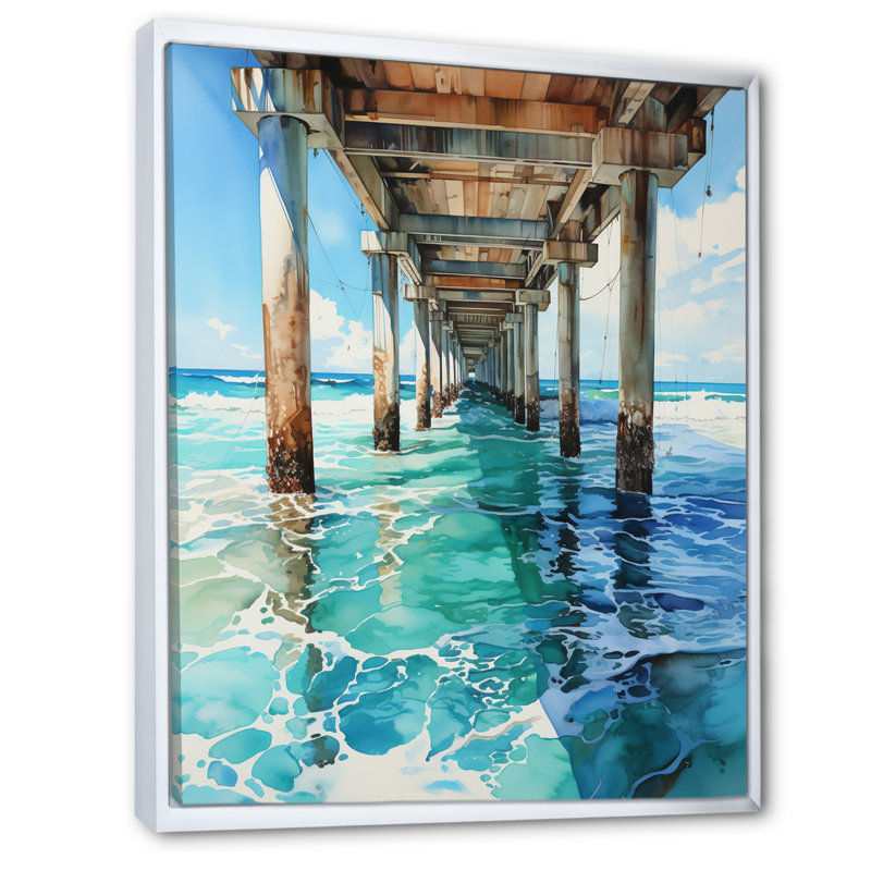 Pierceton Beach Photo Pier Reflections VII, Cadre flottant blanc, H 20 po x l 12 po x P 1 po