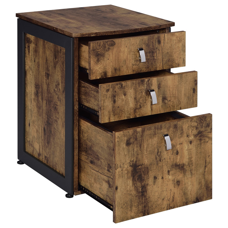 Estrella 2-Piece Office Desk File Cabinet Set Rustic Nutmeg