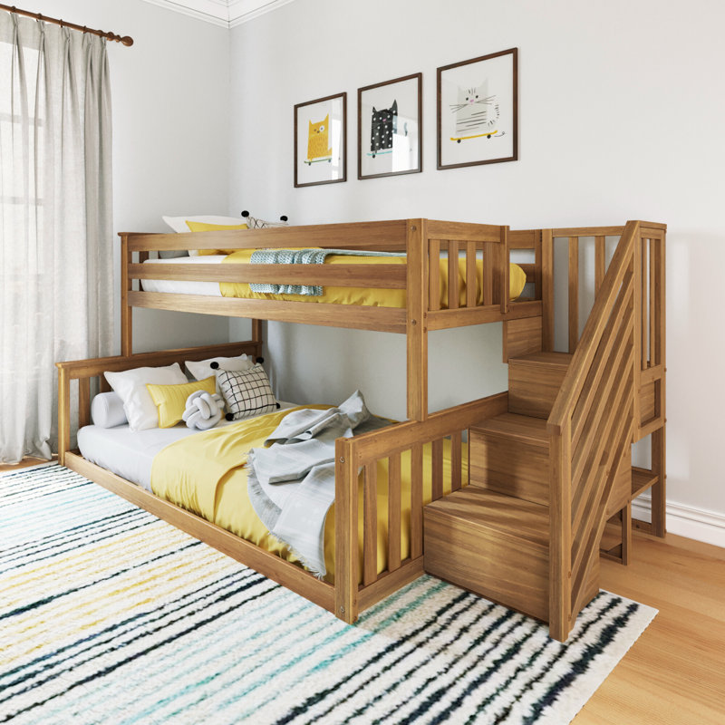 Jahzlynn Kids Twin Over Full Bunk Bed, Pecan