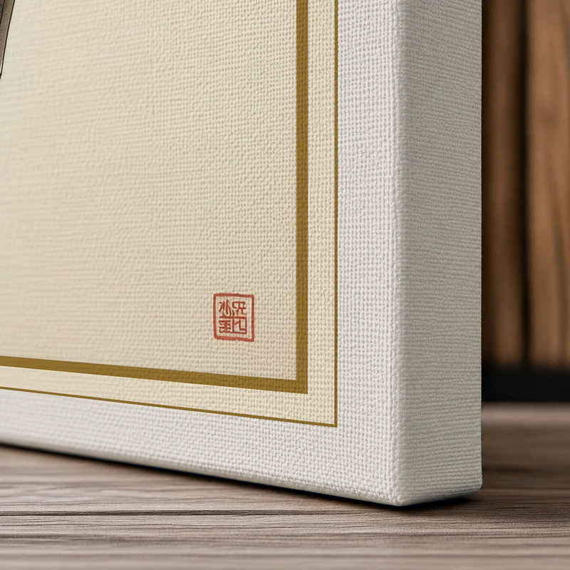 Single Stem in Gold Botanical - Wrapped Canvas, 30x20 - 76.2 x 50.8 cm, Cream Border