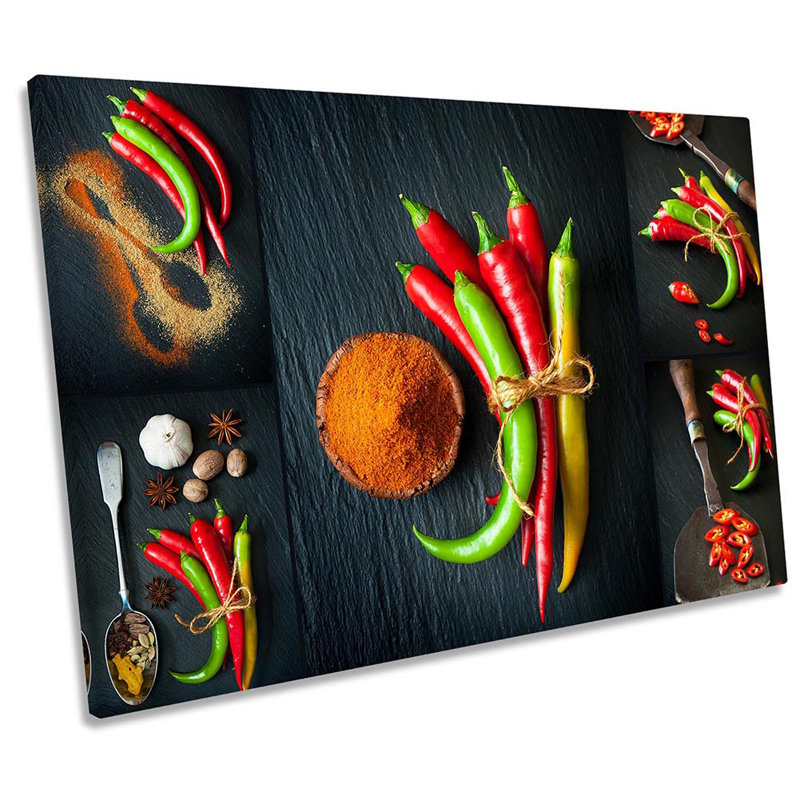Chilli Kitchen Food Collage - Wrapped Canvas Print, 91.4cm H x 137.2cm W
